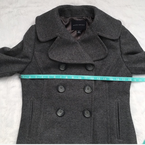 Like New Banana Republic Gray Pea Coat - Picture 3 of 8